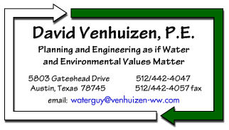 Contact Info for David Venhuizen, email: waterguy@venhuizen-ww.com